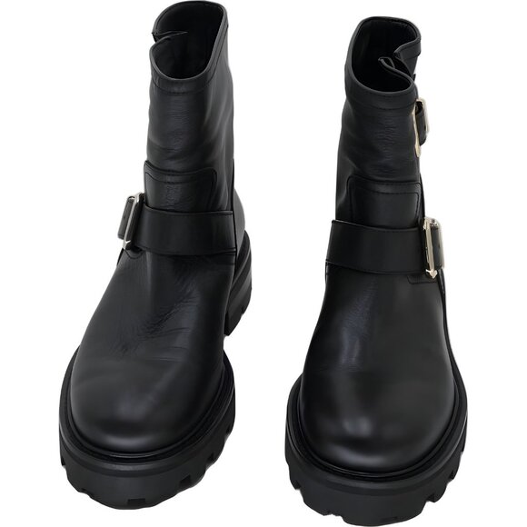 Jimmy Choo Youth II Ankle Boot Lug Sole Buckle Boots Black US 7 EU 37 - Picture 5 of 6